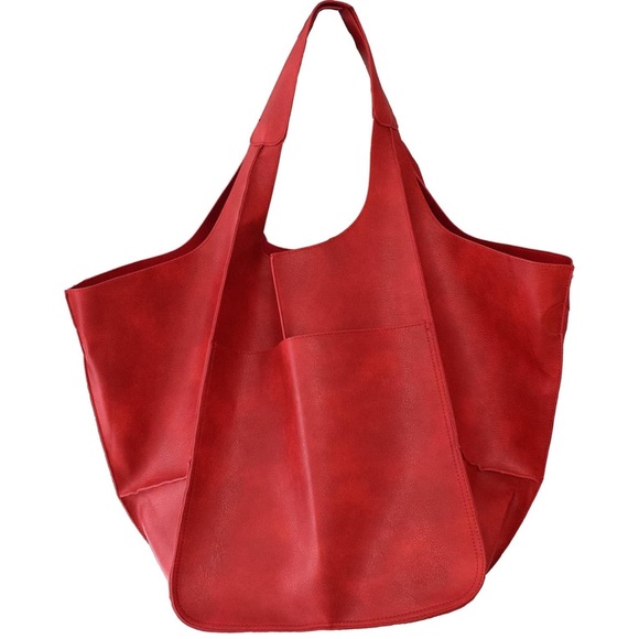 Luxe Vegan Leather Minimalist Oversized Tote Bag - Picture 8 of 9